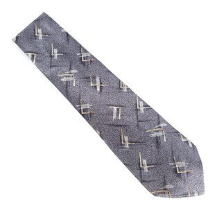 Today's Man Men Tie Geometric 100% Silk Gray Multi Size 59x4 - NWOT